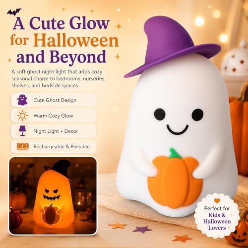 Rechargeable Tap-Control Magic Halloween Ghost Squishy Night Light