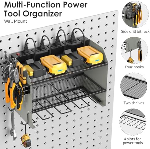 CCCEI Wall Mount Modular Tool Charging Organizer, Grey, 2 Pack, 3 Tier.