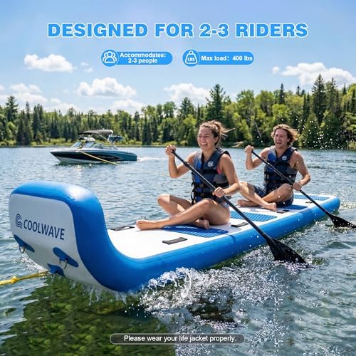 COOLWAVE 10.5FT Inflatable Toboggan Sled, 2-4 Person Heavy Duty Snow Sled