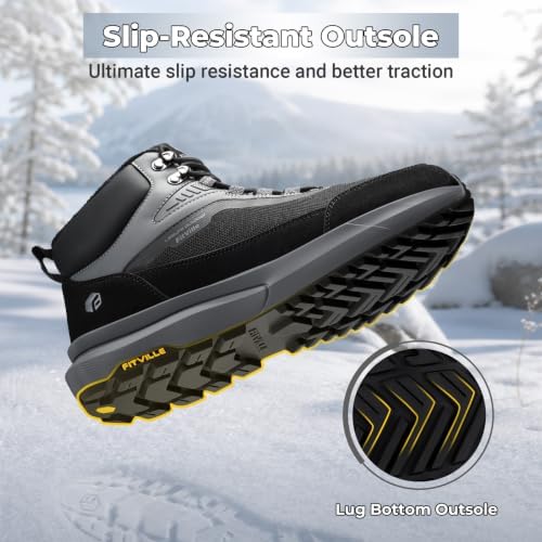 FitVille Men's Winter Boots,Extra Wide Width Thick Fur Lined Snow Boots