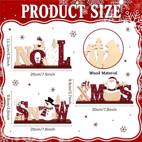 3Pcs Christmas Table Decorations, Wooden Christmas Decor Indoor