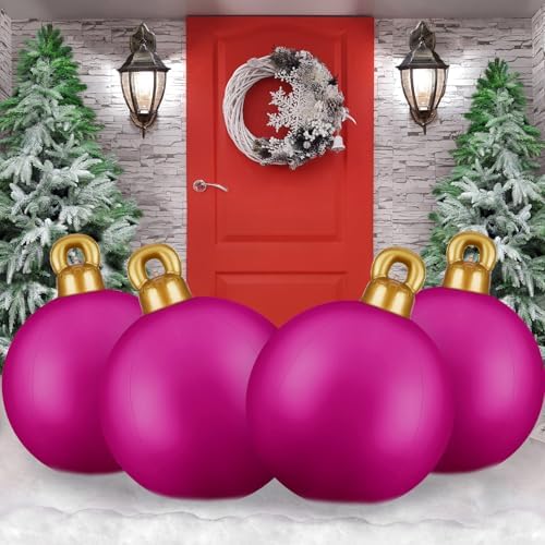 Jetec 4 Pcs Giant Inflatable Christmas Ball, Solid, Purple