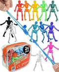 UpBrands 24 Stretchy Skeleton Toy Non Candy Halloween Party Favors for Kids