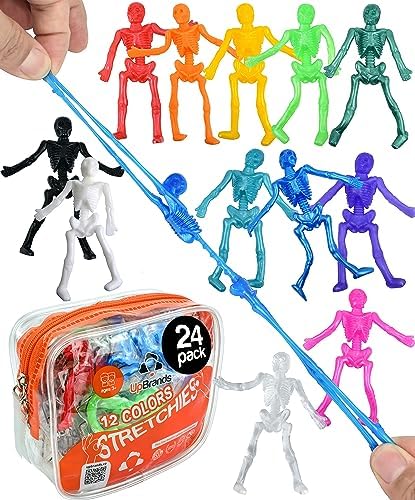UpBrands 24 Stretchy Skeleton Toy Non Candy Halloween Party Favors for Kids