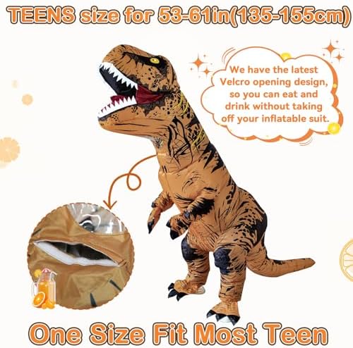 Servllcell Inflatable Dinosaur Costume for Kids/Teens,Halloween Costumes T Rex Blow Up Costumes for Boys Girls,Cosplay Party