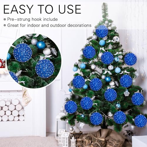 Lyrow 24 Pcs 4" Christmas Ball, Blue