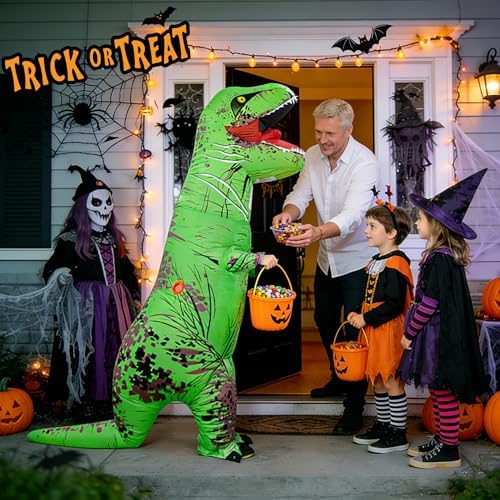 Funny Inflatable Dinosaur Costume for Adult and Kids,Blow Up Dinosaur Costume for Halloween Cosplay Party