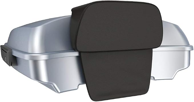Advanblack Road Glide Tour Trunk Pack Barracuda Silver Denim Razor Tour Trunk Pack Backrest Pad for '97-'25 Harley Touring Road King Street Glide Electra Glide CVO models