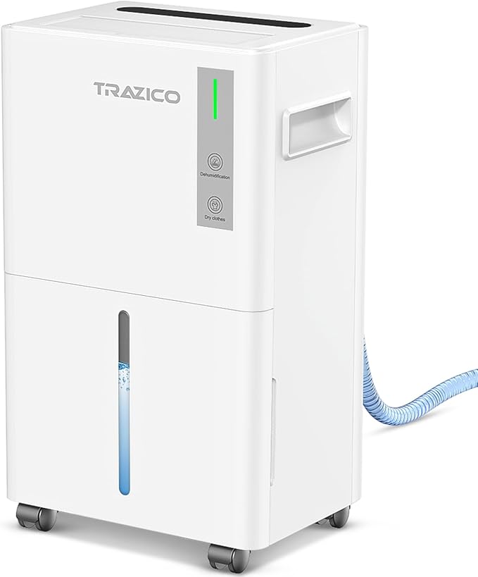 1500 Sq.ft Dehumidifier for Basement, Trazico Max 21 Pint/Day Dehumidifiers for Home, Large Room, Bedroom with Drain Hose, Quiet Smart Humidity Control, 3 Modes, 24H Timer, Auto Defrost