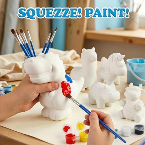 LovesTown Squeeze Painting Kit, 6 PCS Squeeze Toys DIY Animal Paint