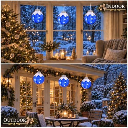 Christmas Light Balls Outdoor, Lighted Hanging Ornaments, Blue