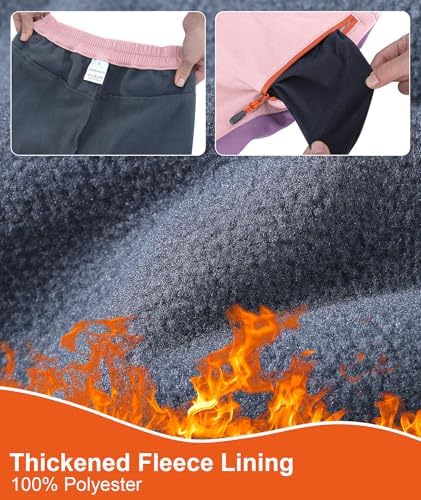 Boys Snow Pants Kids Fleece Lined Thermal Winter Hiking Pants Waterproof Softshell Elastic Waist Outdoor Cold Weather
