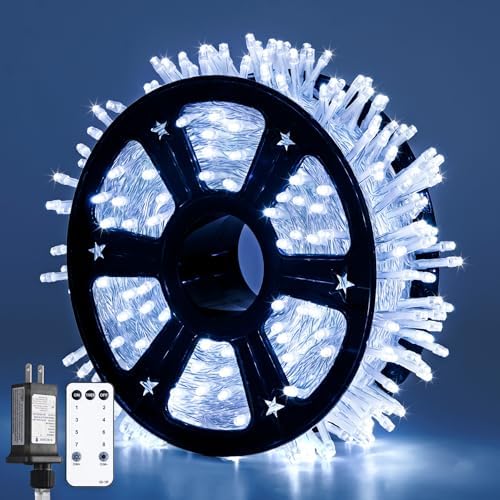 JMEXSUSS 1000 LED White Christmas String Lights Outdoor with Remote