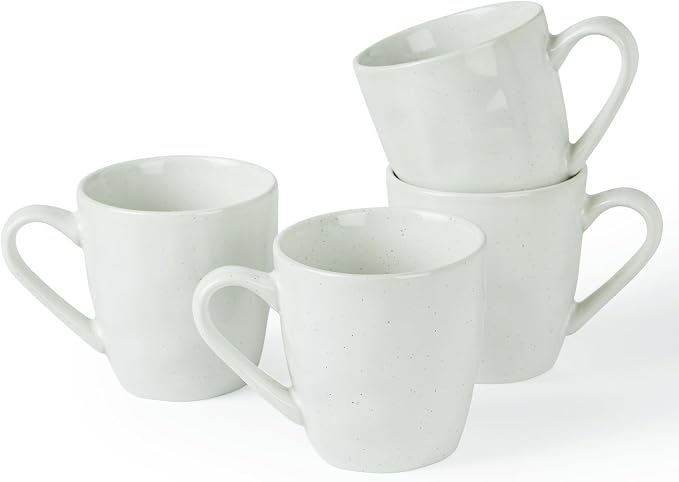 famiware Mars 4 Pieces Coffee Mug, 14oz Tea Mug, Catering Mugs with Handle for Coffee, Tea, Cocoa, Milk, White