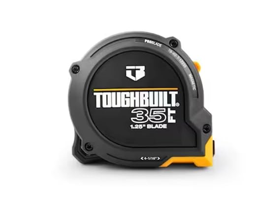 ToughBuilt - 35 Ft. ProBlade Tape Measure, Blade Control, TB-H2-T-12235 | 1.25 In. Double-Sided Blade, Magnetic Hook, 11 Ft. Standout, Blade Control, Professional Accuracy