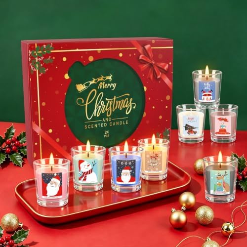2026 Candle Advent Calendar Gift Set, 24 Scented Christmas Candles