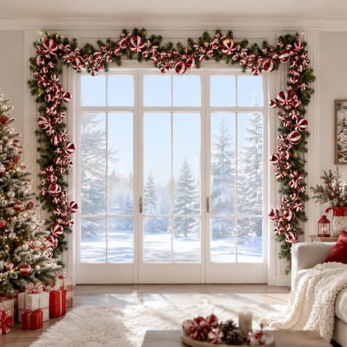 2 Pcs 6 ft Christmas Ball Ornament Garland, Candy