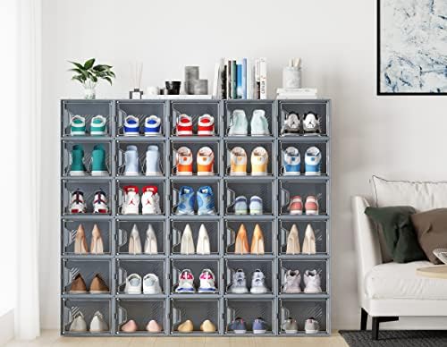 SIMPDIY XL Clear Shoe Storage Boxes, Stackable Shoe Organizer for Closet