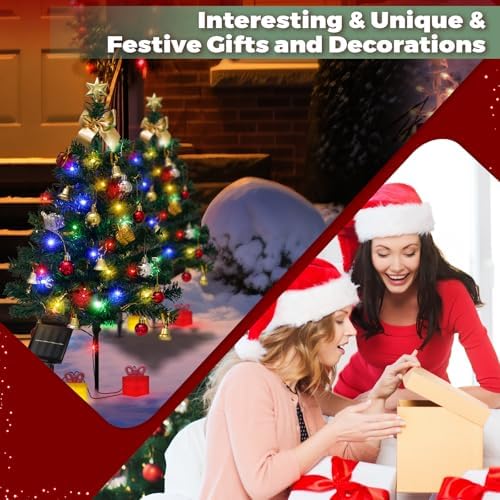 Christmas Tree Solar Lights, Outdoor Decorations, 4 Pack