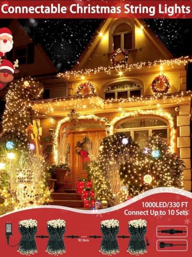 2 Pack 600 LED Christmas Lights 13 Modes Extendable Christmas Tree Lights