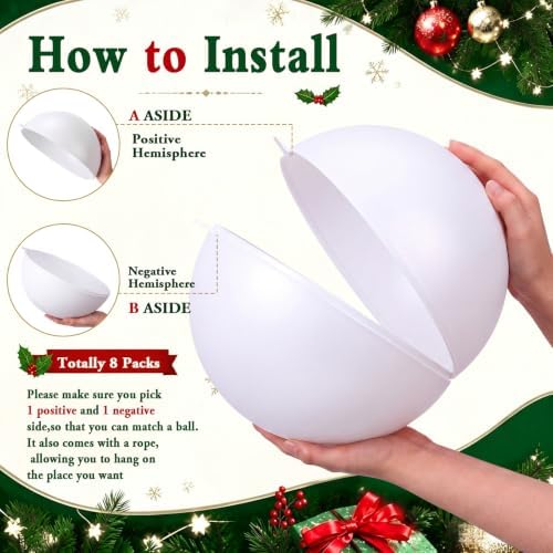 Weysat 4 Pcs Large Fillable Christmas Ball Ornaments, Matte White, 10 Inch