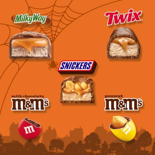 M&M'S, SNICKERS, TWIX & MILKY WAY Milk Chocolate Halloween Candy Bag Variety Pack, Assorted Chocolate Candy for Halloween Party Favors, Trick or Treating and More, 120 Ct Bag