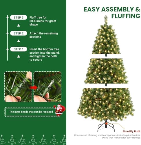 SHareconn 6.5ft Prelit Artificial Classic Spruce Christmas Tree