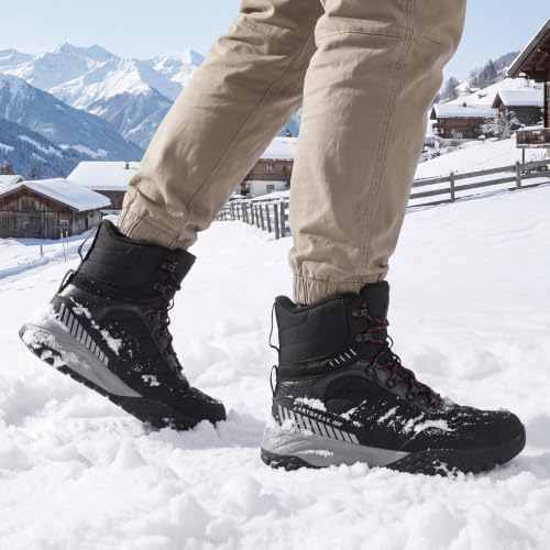 Men's Insulated Winter Snow Boots, Wide Toe Box Warm Walking Boots