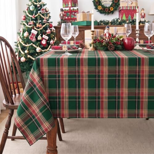 Christmas Tablecloth Square, Tartan Plaid, 60x60 Inch