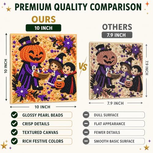 Diamond and Pearl Art Kits for Adults, Halloween Decorations, Framed Decor