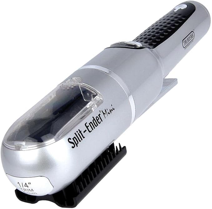Split-Ender Mini – Original Cordless Split End Hair Trimmer for Dry, Damaged, Brittle, Frizzy, Curly or Straight Hair 3 AAA Battery Operated Hair Clipper for Home Use – Silver