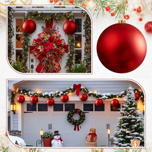 Threan 8 Inch Large Red Matte Christmas Ball Ornaments