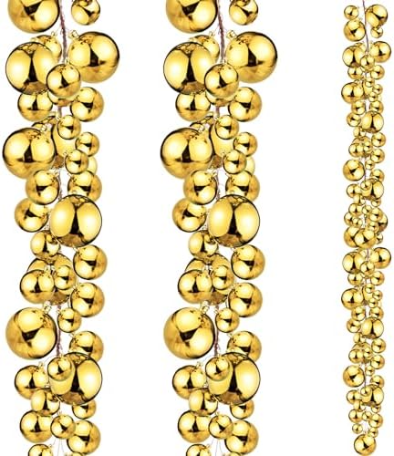2 Pcs 6 ft Christmas Ball Ornament Garland, Gold