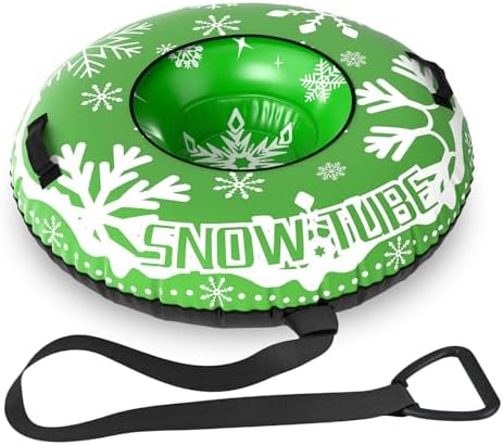 GYMAX Inflatable Snow Tube Sled, 42" Heavy Duty Snow Tubing for Sledding