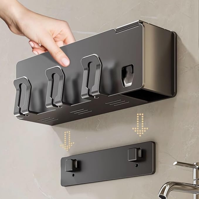 Toothbrush Rack Toothbrush Shelf Cup Holder Shelf Free Punching Wall Hanging Toilet Bathroom Brushing Teeth Rinsing Cup Set Hanging Piece Bathroom Toothbrush Holder