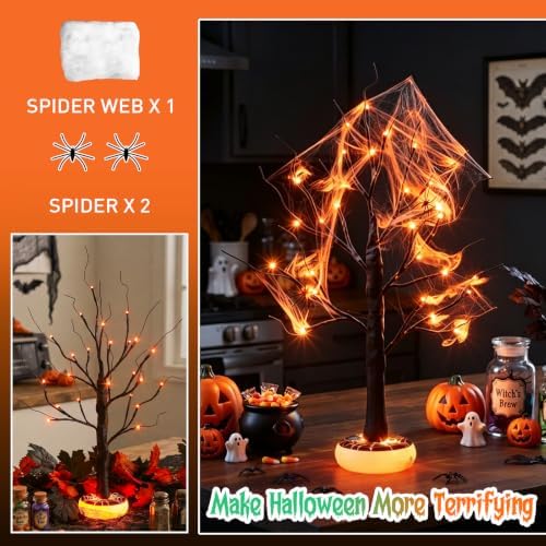 PEIDUO Halloween Tree with Light-up Base Rechargeable Halloween Decoration