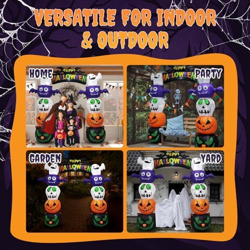 Outvita Halloween Inflatable Pumpkin Archway 8.2FT, Blow Up Arch Outdoor Decoration with LEDs, Halloween Decor for Yard, Party, Garden