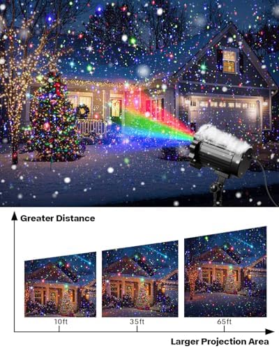 Laser Christmas Projector Lights Outdoor, Waterproof Christmas Decorations Moving Stars Light Show, Remote Control Timer, Holiday Projector Decorations for House, Yard & Garden