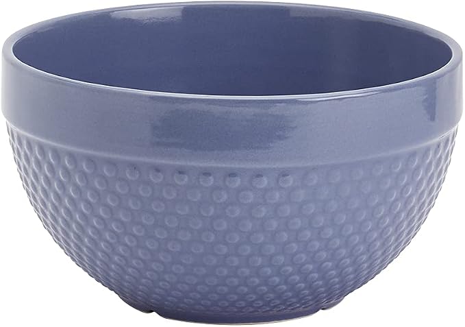 Tabletops Gallery Hobnail Style 4 Piece Blue Storm Stoneware Nesting Mixing Bowl Set for Baking and Cooking