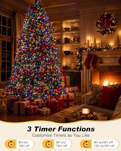 Iseebiz 50Ft 1000 LED Cluster Christmas Tree Lights with Remote & Timer