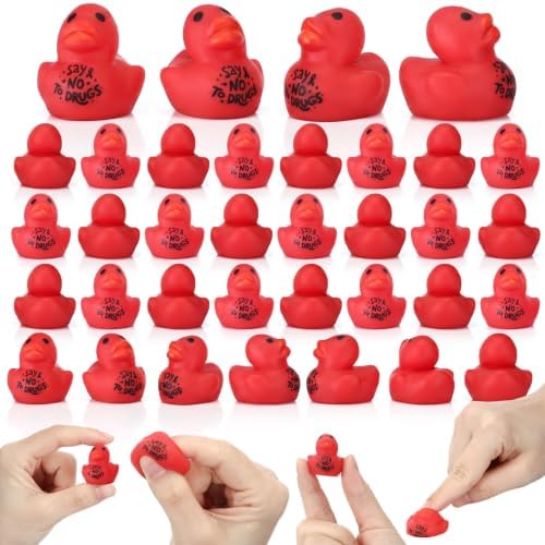 Thenshop 50 Pcs Red Ribbon Week Freeze Drugs Duck Ball Bulk