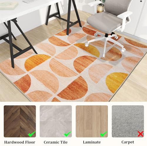 Office Chair Mat for Hardwood Floor, 48"x36" Easy Glide Computer Desk Mat Protector for Rolling Chair Under Desk Rug Nonslip Backing, Machine Wash (Modern)