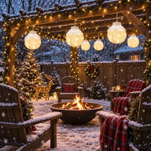 Christmas Light Balls Outdoor, Lighted Hanging Ornaments, Beige