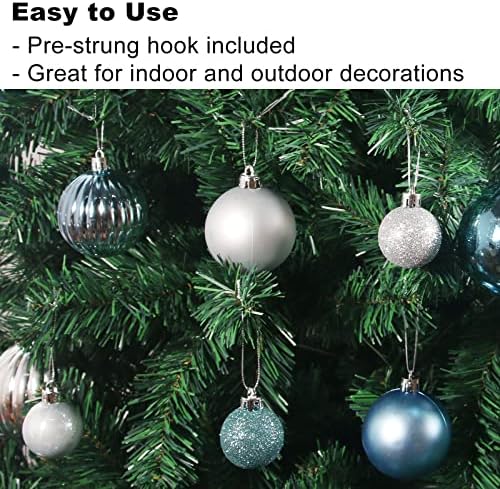 Baby Blue 2.5" Christmas Balls Christmas Tree Decoration Ornaments Shatterproof Hanging Balls for Birthday Halloween Holiday Wedding Decorations Set of 36pcs