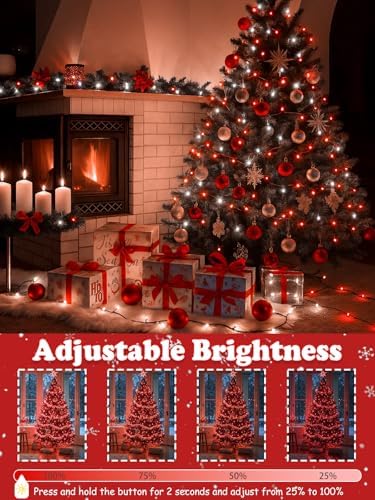 2 Pack 200 LED Christmas Lights 13 Modes Extendable Christmas Tree Lights