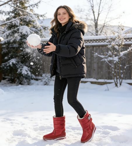 DADAWEN Women's Waterproof Frosty Snow Boot