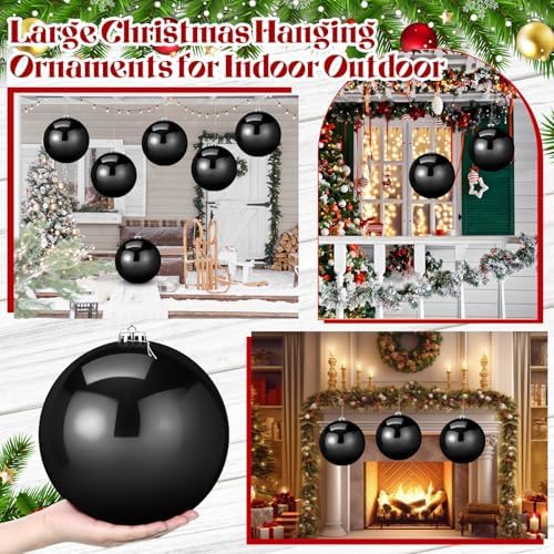 Zubebe 6 Pcs 8 Inch Large Outdoor Christmas Ball Ornaments,Black