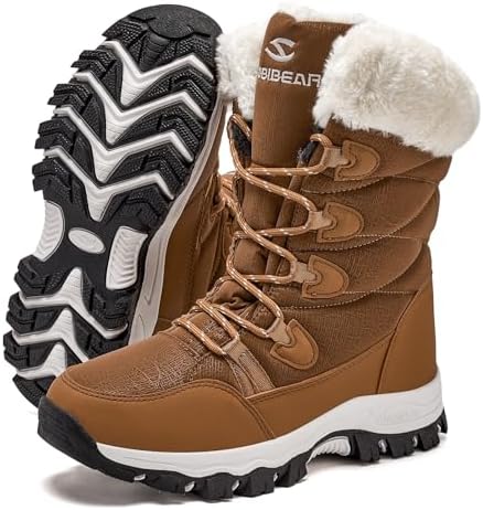 HOBIBEAR Women's Waterproof Winter Snow Boots Lightweight Warm Faux Fur Lined Mid-Calf Booties
