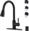 Kitchen Faucet with Air Gap: WOWOW Stainless Steel Kitchen Sink Faucet and Dishwasher Air Gap Kits for Kitchen Sink 2 or 4 Hole, Matte Black Finish