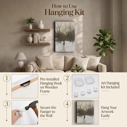 Winter in The Scheveningen Woods Canvas Wall Art (Framed,08×12 inch)